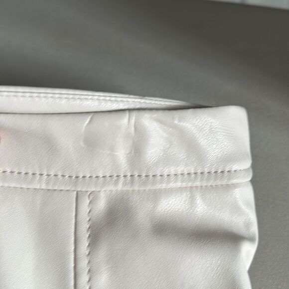 Banana Republic Factory Faux Leather A-Line Midi Skirt Cream Size 6P Petite - Picture 5 of 13
